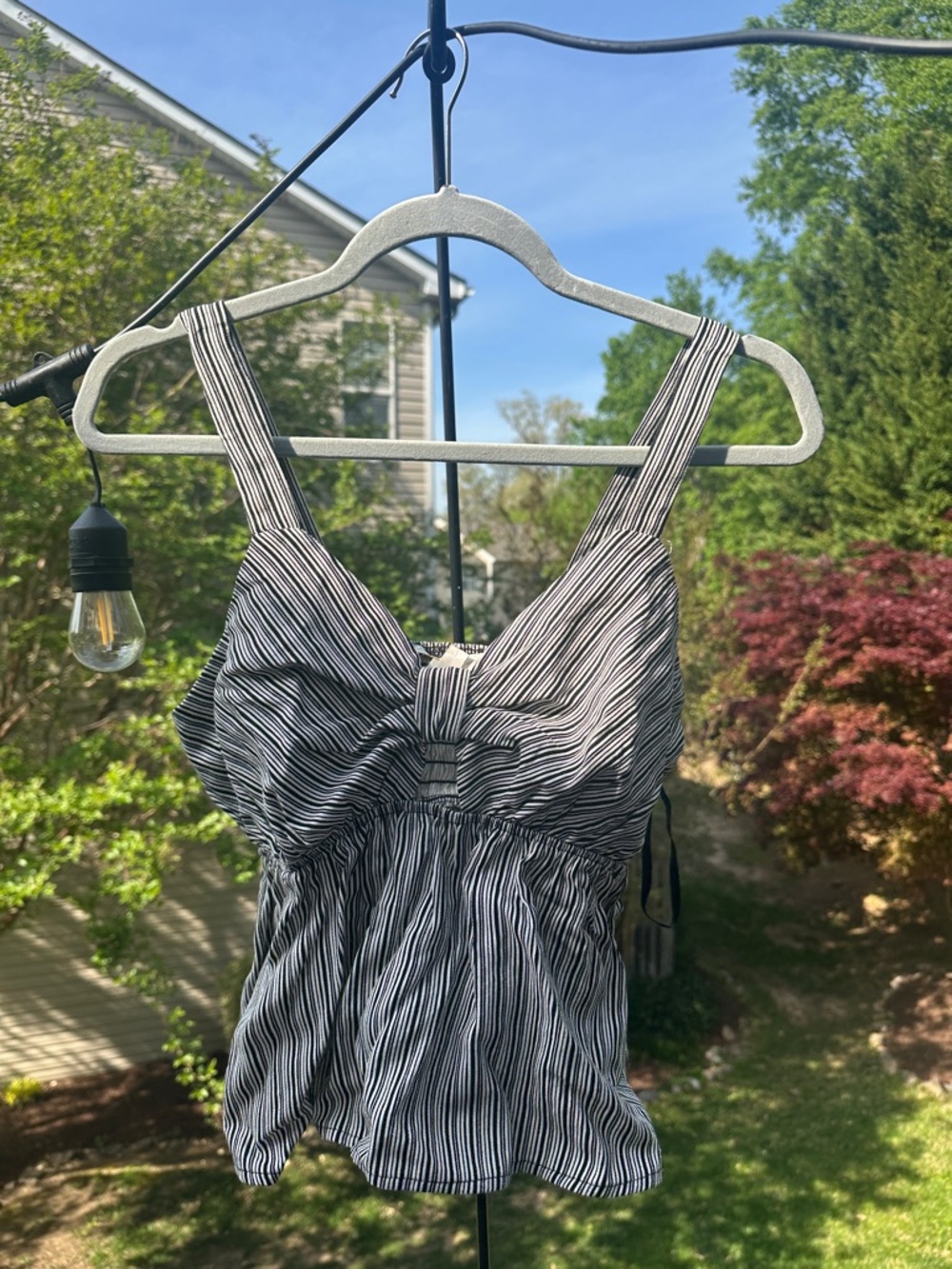 T.J.Maxx Black & White Striped Tie-Front Camisole